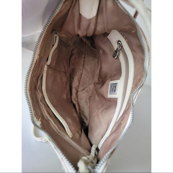 MCM Cream Leather Small Shoulder Hobo Bag - Picture 7 of 9